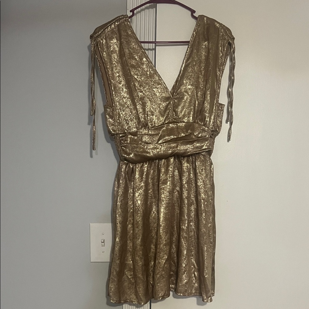 SHEIN Shimmering Gold Mini Dress